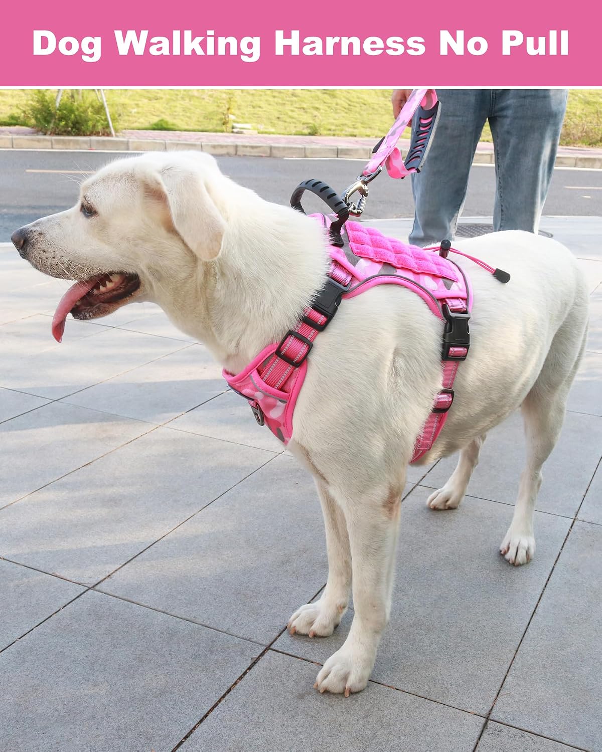 Tactical Dog Harness No Pull,Service Dog Vest with Handle,Pink Camo, M