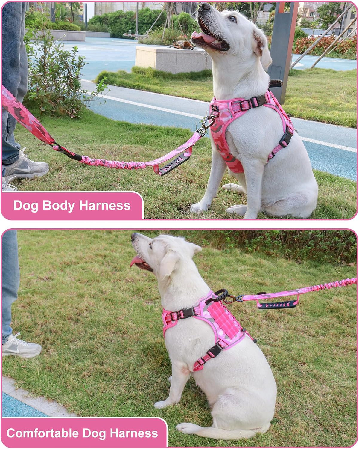 Tactical Dog Harness No Pull,Service Dog Vest with Handle,Pink Camo, M