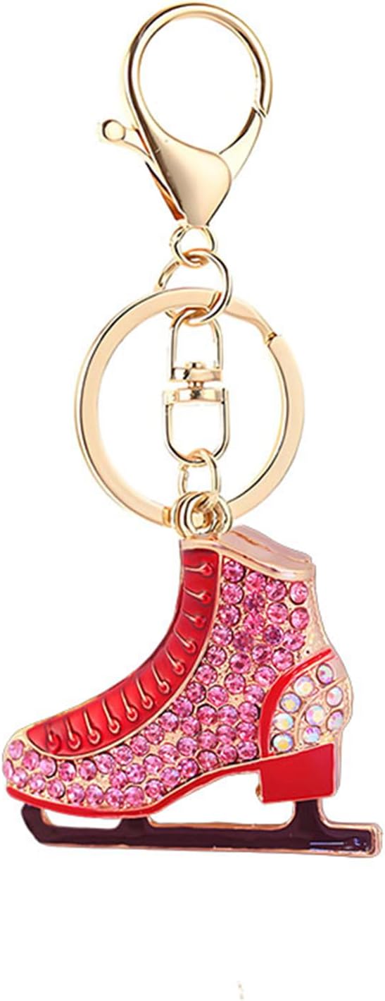 Skating Shoes Keychain for Women Sparkling Colorful Rhinestone Skating Keychain Handbag Charm Accessories