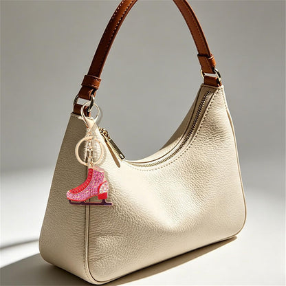 Skating Shoes Keychain for Women Sparkling Colorful Rhinestone Skating Keychain Handbag Charm Accessories