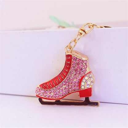 Skating Shoes Keychain for Women Sparkling Colorful Rhinestone Skating Keychain Handbag Charm Accessories