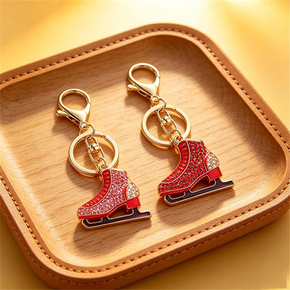 Skating Shoes Keychain for Women Sparkling Colorful Rhinestone Skating Keychain Handbag Charm Accessories