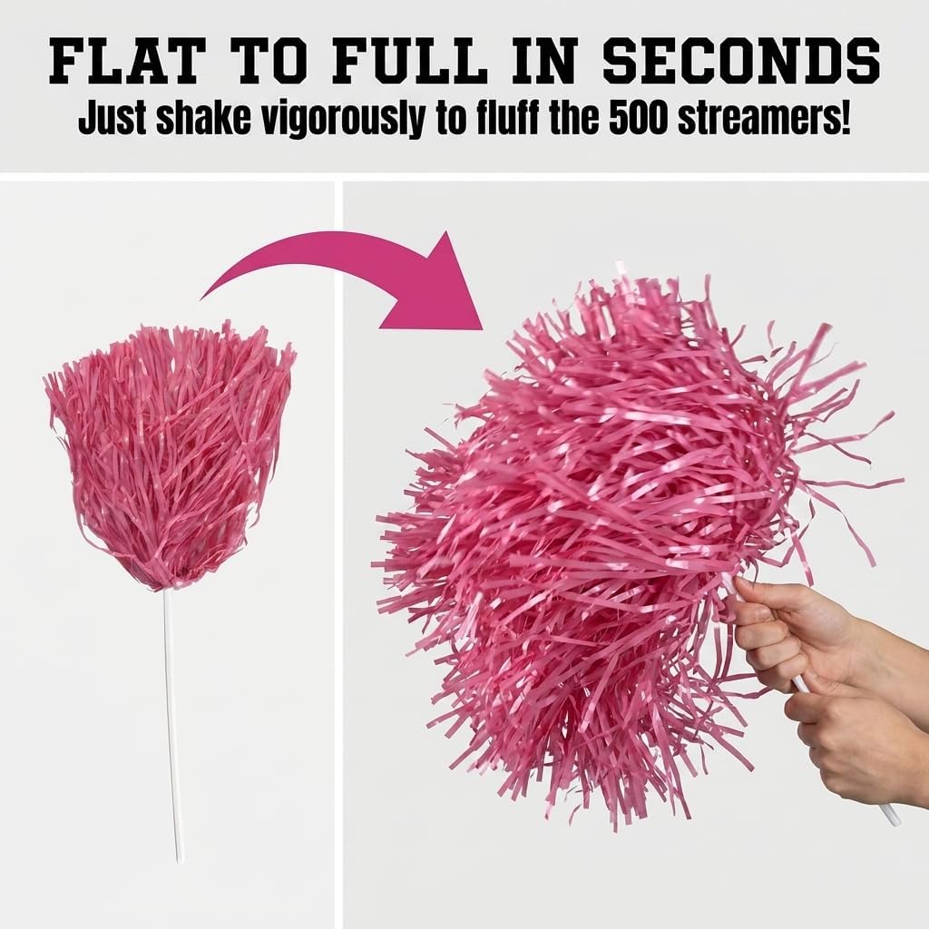 Premium One-Color School Spirit Shakers, Cheerleader Pom Poms, Sports Fan, Football, Basketball, Homecoming, Squad, Team, Party, Dance Club, Performance, Celebrations