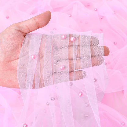 Pink Pearls Chair Sashes Wedding Decorations: 16 Packs Tulle Draping Fabric Sheer Church Chair Cover Bulk for Birthday Party Banquet