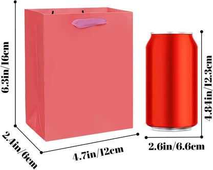 qiqee 10PCS Salmon Mini Gift Bags with Tissue Paper Handles 6.3"x4.7"x2.4" Small Size Present Party Favor Bags（ Tissue Paper ）