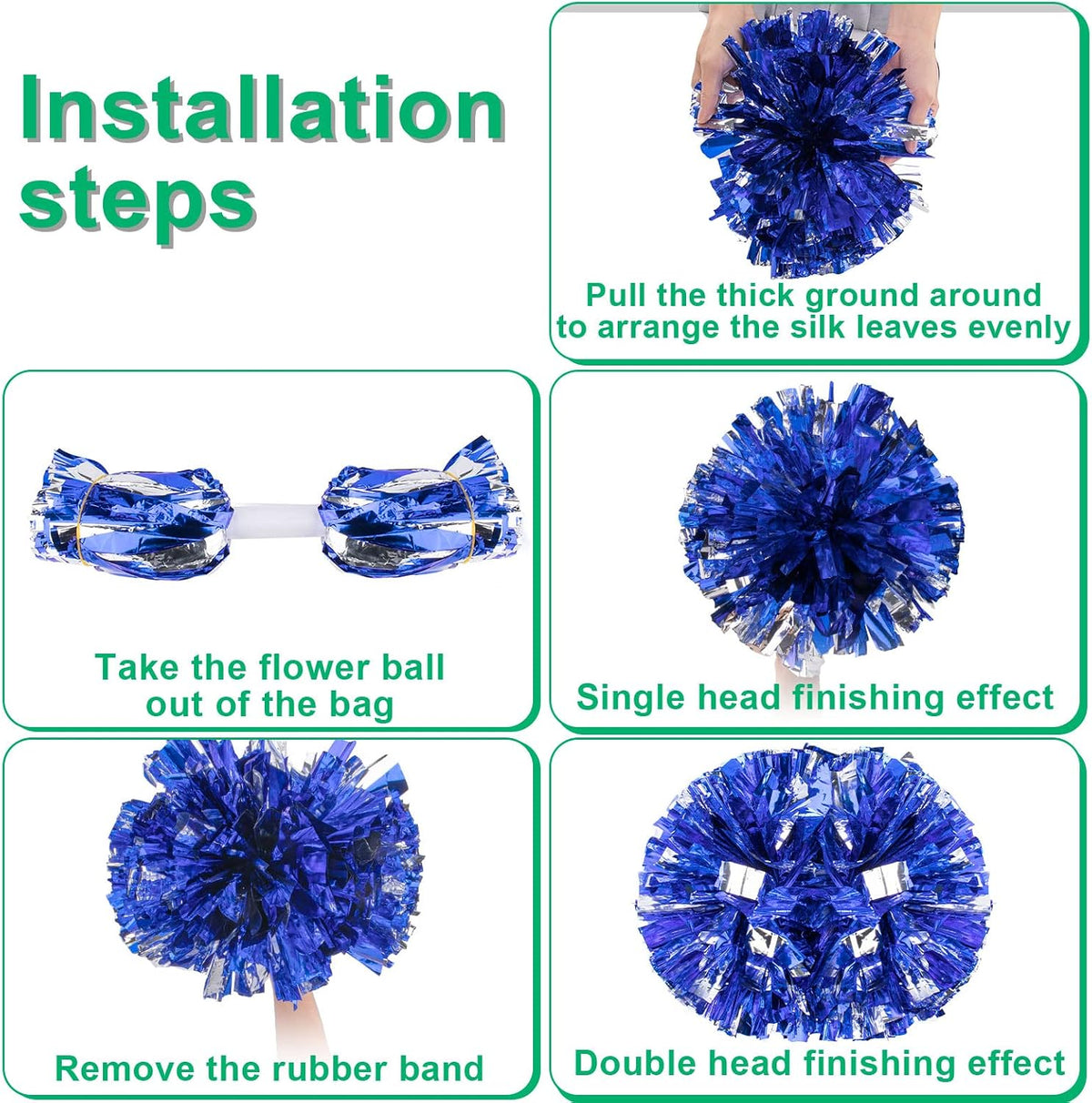 AOPANDA Cheerleading Pom Poms with Baton Handle for Team Spirit Sports Dance Cheering Kids Adults