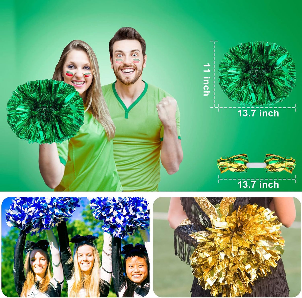 AOPANDA Cheerleading Pom Poms with Baton Handle for Team Spirit Sports Dance Cheering Kids Adults