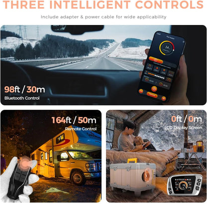 8KW Diesel Heater, 5L Compact Portable Diesel Air Heater, 12V/110V ALL IN ONE Fast Heating with APP Control, 16404ft Altitude Mode and Auto Thermostat, Parking Heater for Cars RV Camper Garage