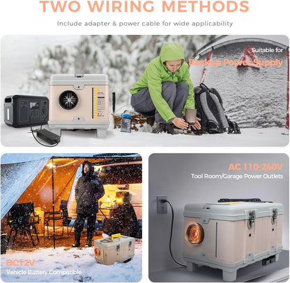 8KW Diesel Heater, 5L Compact Portable Diesel Air Heater, 12V/110V ALL IN ONE Fast Heating with APP Control, 16404ft Altitude Mode and Auto Thermostat, Parking Heater for Cars RV Camper Garage