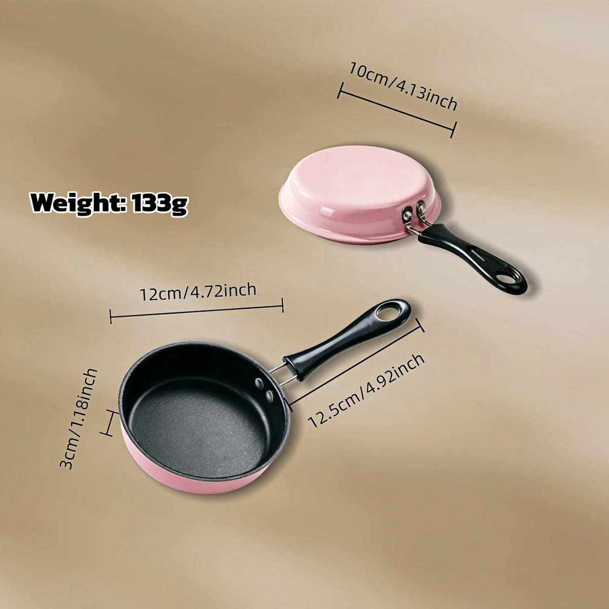 4.7 Inch Mini Nonstick Egg Frying Pan,Small Cast Iron Skillet with Heat Resistant Handle,Induction Compatible Tiny Pan for Gas Electric Stove,Compact for Single Egg Pancakes Appetizers(Pink)
