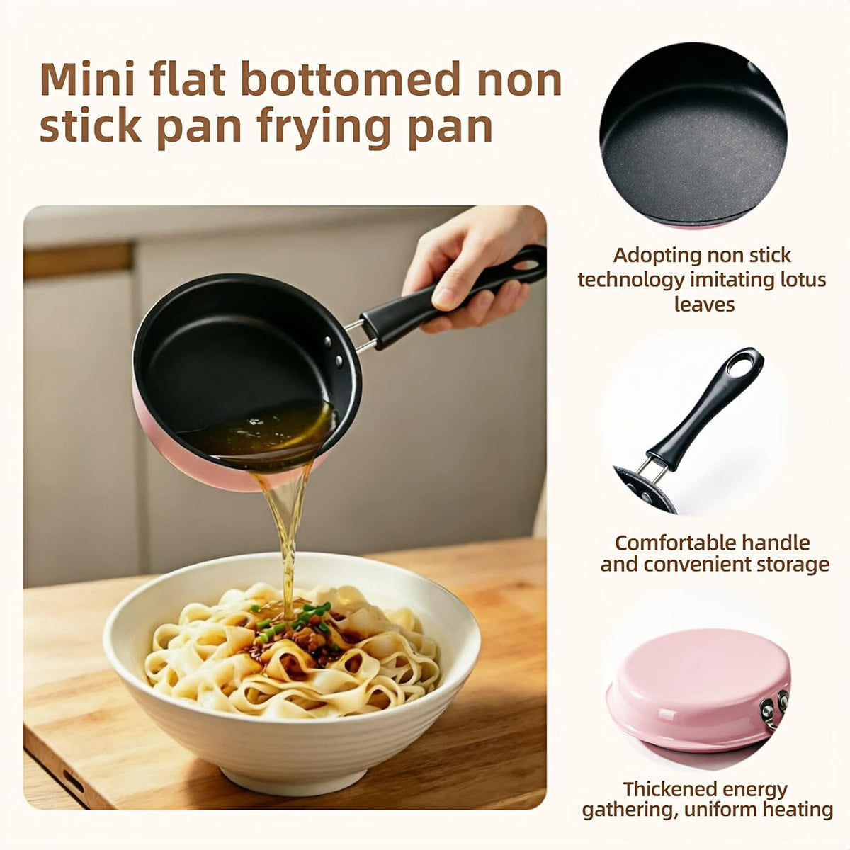 4.7 Inch Mini Nonstick Egg Frying Pan,Small Cast Iron Skillet with Heat Resistant Handle,Induction Compatible Tiny Pan for Gas Electric Stove,Compact for Single Egg Pancakes Appetizers(Pink)