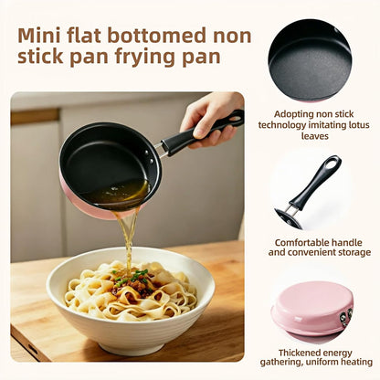 4.7 Inch Mini Nonstick Egg Frying Pan,Small Cast Iron Skillet with Heat Resistant Handle,Induction Compatible Tiny Pan for Gas Electric Stove,Compact for Single Egg Pancakes Appetizers(Pink)