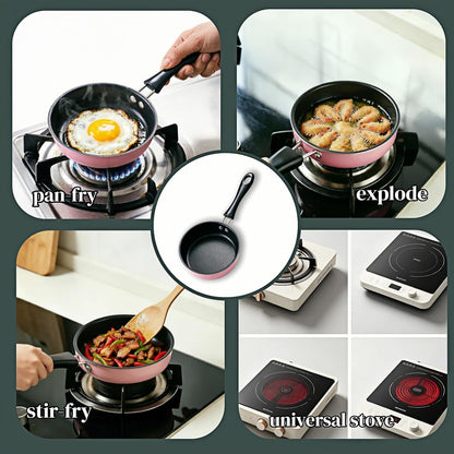 4.7 Inch Mini Nonstick Egg Frying Pan,Small Cast Iron Skillet with Heat Resistant Handle,Induction Compatible Tiny Pan for Gas Electric Stove,Compact for Single Egg Pancakes Appetizers(Pink)