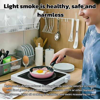 4.7 Inch Mini Nonstick Egg Frying Pan,Small Cast Iron Skillet with Heat Resistant Handle,Induction Compatible Tiny Pan for Gas Electric Stove,Compact for Single Egg Pancakes Appetizers(Pink)