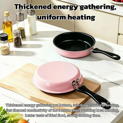 4.7 Inch Mini Nonstick Egg Frying Pan,Small Cast Iron Skillet with Heat Resistant Handle,Induction Compatible Tiny Pan for Gas Electric Stove,Compact for Single Egg Pancakes Appetizers(Pink)