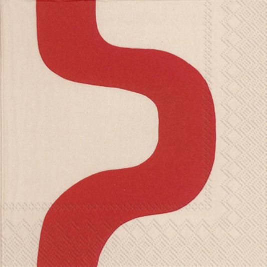 IHR Ideal Home Range Party Napkins Marimekko Disposable 3-Ply Paper Lunch Napkin Pack, 6.5" x 6.5", Seireeni (Red), 20-Count