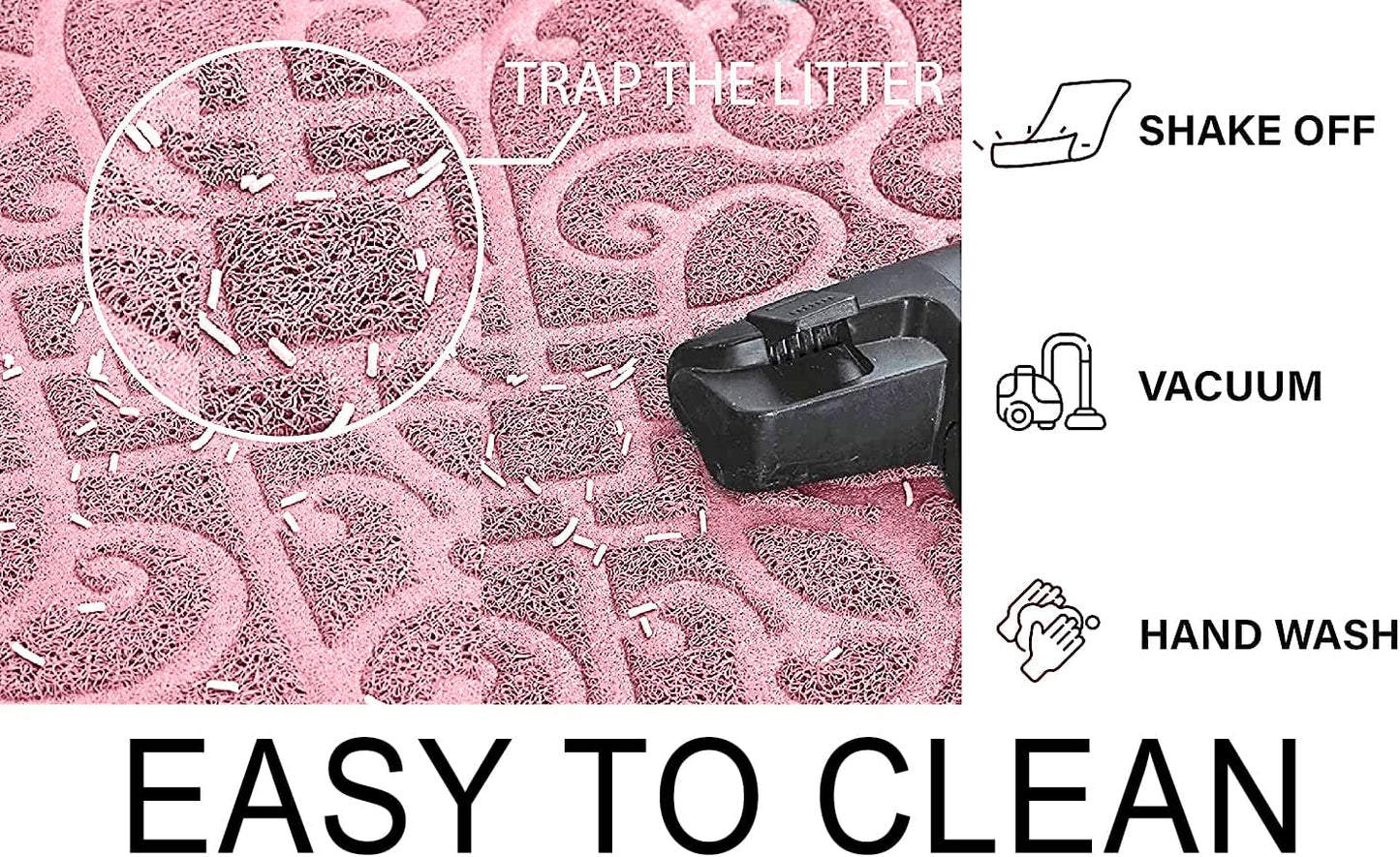 PetLike Cat Litter Box Mat, Thick Kitty Litter Trapping Mat, Durable,Waterproof &Washable with Non-Slip Backing, Soft on Kitty Paws and Easy to Clean, BPA Free