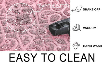 PetLike Cat Litter Box Mat, Thick Kitty Litter Trapping Mat, Durable,Waterproof &Washable with Non-Slip Backing, Soft on Kitty Paws and Easy to Clean, BPA Free