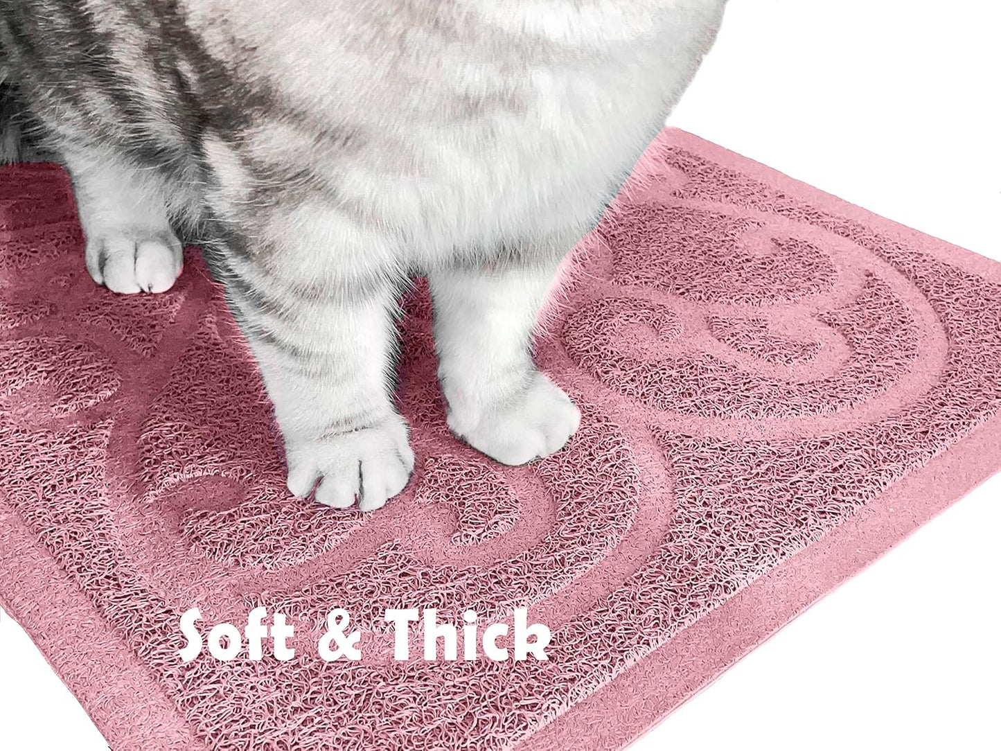 PetLike Cat Litter Box Mat, Thick Kitty Litter Trapping Mat, Durable,Waterproof &Washable with Non-Slip Backing, Soft on Kitty Paws and Easy to Clean, BPA Free