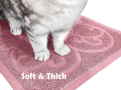 PetLike Cat Litter Box Mat, Thick Kitty Litter Trapping Mat, Durable,Waterproof &Washable with Non-Slip Backing, Soft on Kitty Paws and Easy to Clean, BPA Free