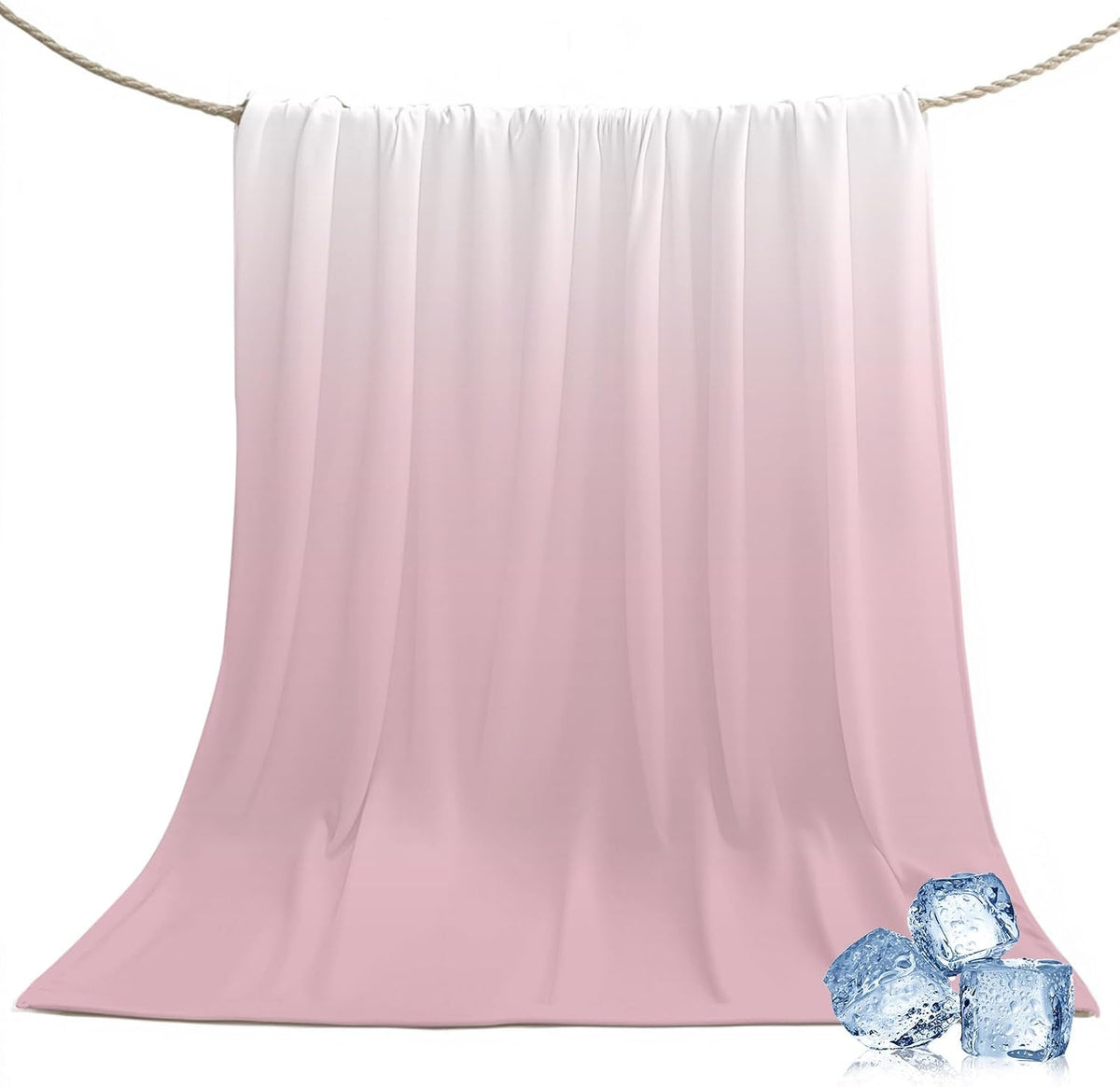 Cooling Blanket for Hot Sleepers Ombre Pink Lightweight Breathable Double Sided Summer Blanket Gradient Milky White Cooling Throw Blanket for Couch Bed Night Sweats 30"x40"