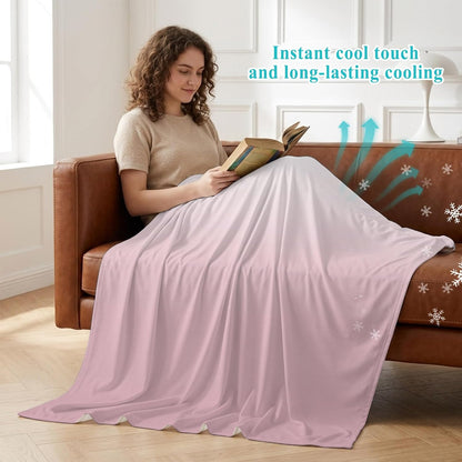 Cooling Blanket for Hot Sleepers Ombre Pink Lightweight Breathable Double Sided Summer Blanket Gradient Milky White Cooling Throw Blanket for Couch Bed Night Sweats 30"x40"