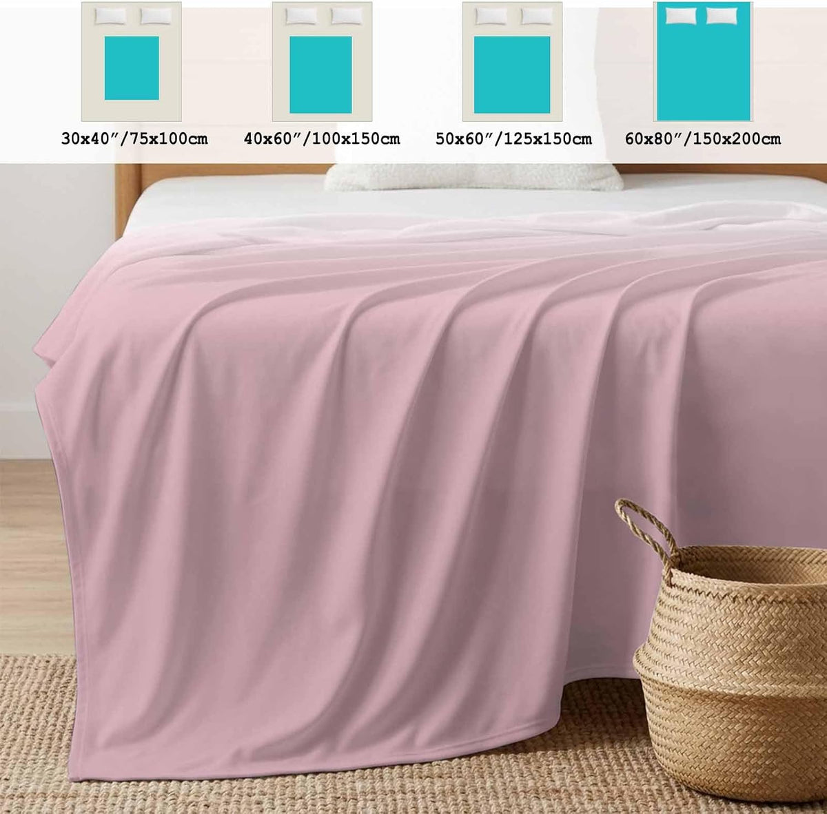 Cooling Blanket for Hot Sleepers Ombre Pink Lightweight Breathable Double Sided Summer Blanket Gradient Milky White Cooling Throw Blanket for Couch Bed Night Sweats 30"x40"