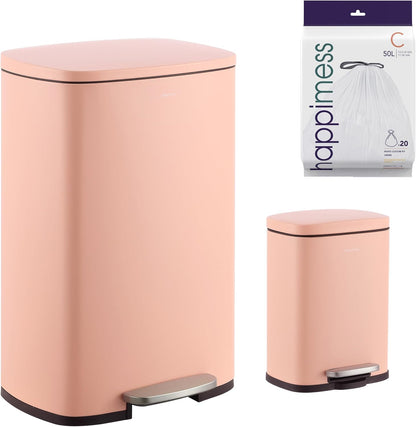 Connor 2-Piece Iron Trash Can, Flamingo Pink