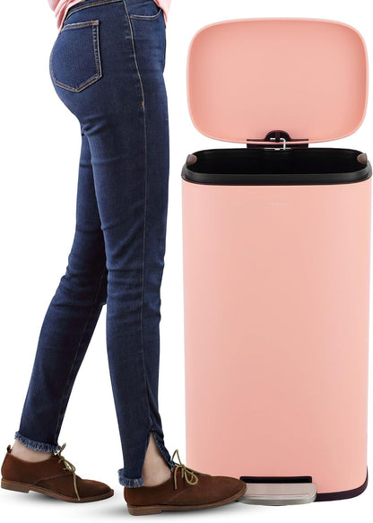 Connor 2-Piece Iron Trash Can, Flamingo Pink