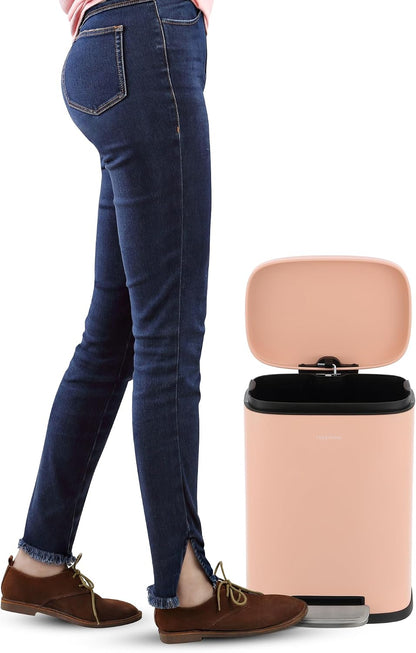Connor 2-Piece Iron Trash Can, Flamingo Pink