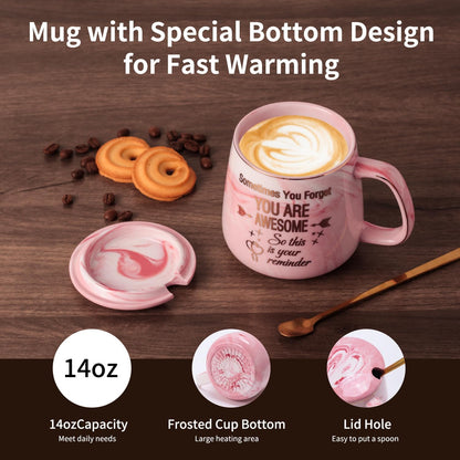 Coffee Mug Warmer & You are Awesome Mug Set, Electric Cup Warmer for Desk