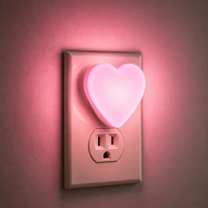 Cute Heart Plug in Night Light with Sensor (Pink)