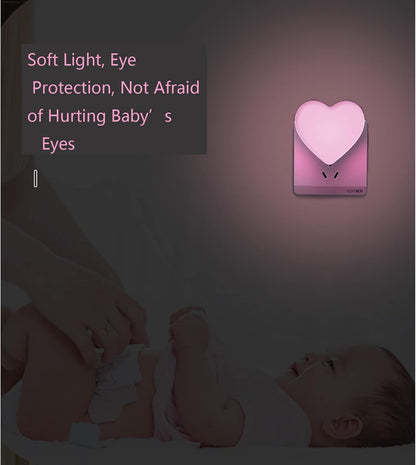 Cute Heart Plug in Night Light with Sensor (Pink)