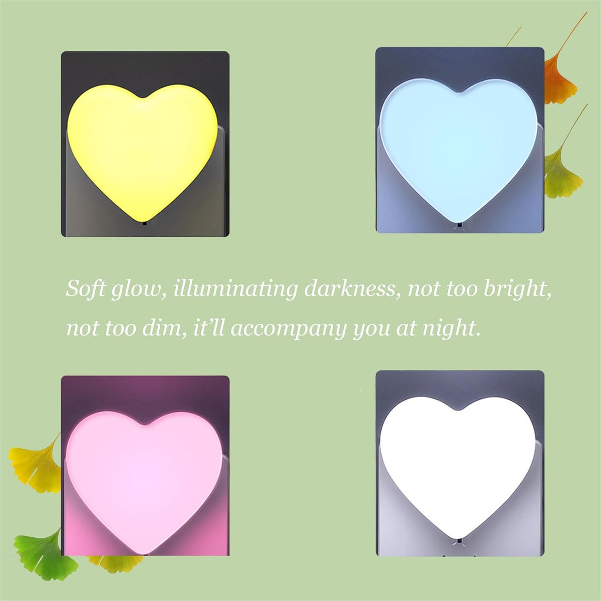 Cute Heart Plug in Night Light with Sensor (Pink)