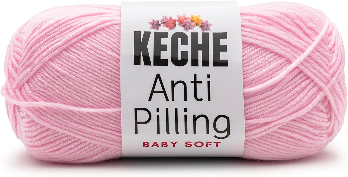Soft DailyKnit DK Yarn, 100% Anti-Pilling Acrylic for Knitting Crocheting, Light Weight #3 (3.52 oz / 274 Yds) 1 Skein - Baby Pink