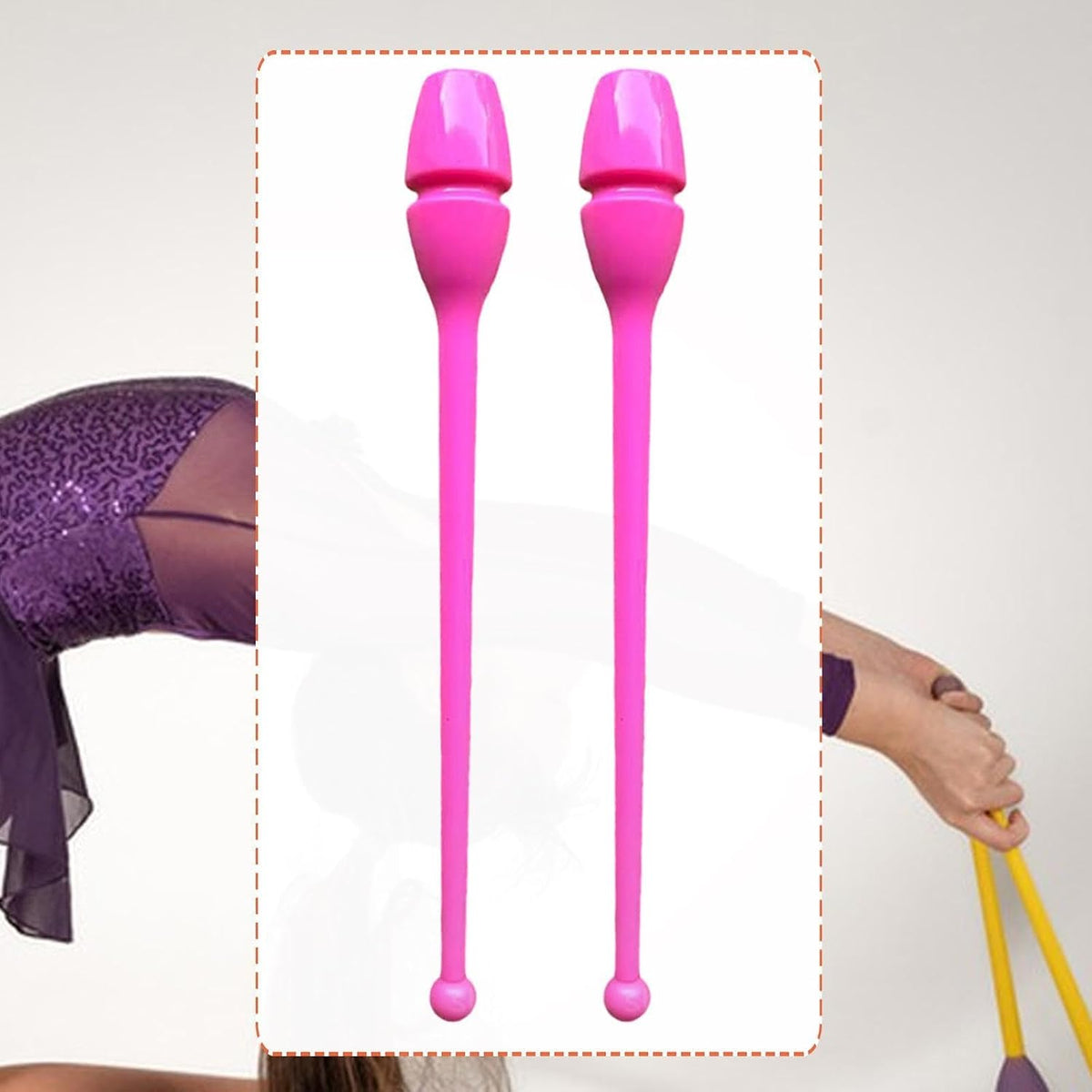2Pcs Rhythm Gymnastics 13.58inch Easy to Control Professional Gymnastics Training Equipment for Performance Stage Show, Pink