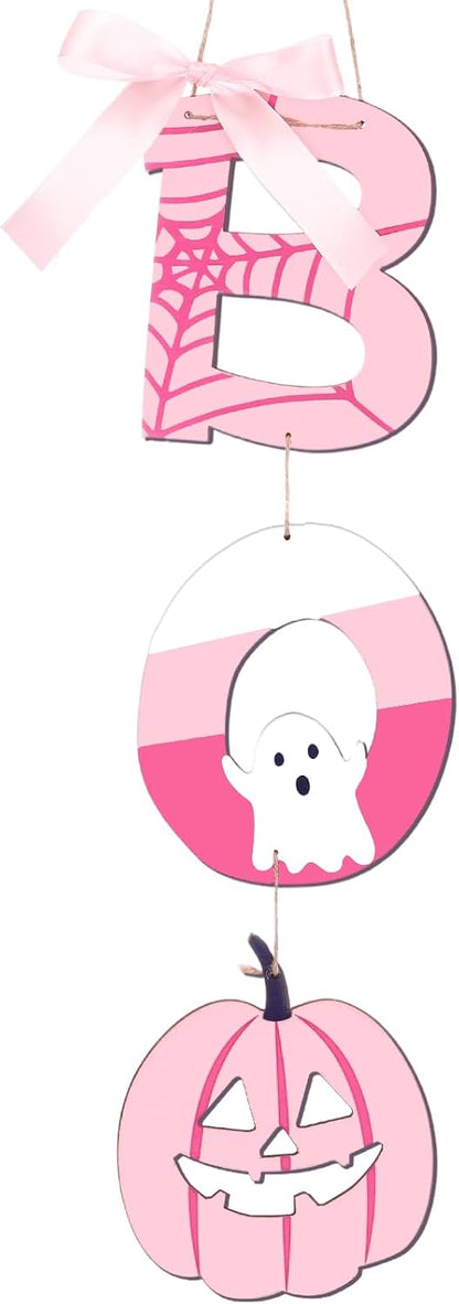 Halloween Door Decoration Pink Boo Wall Sign Large Size