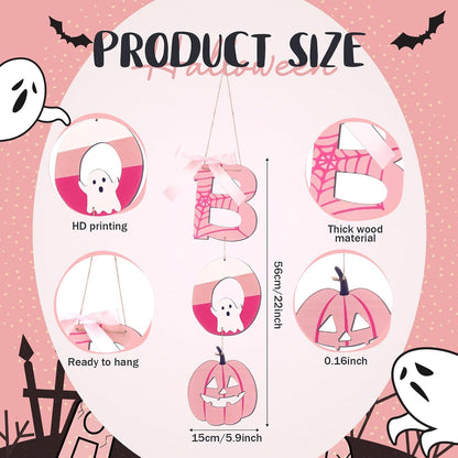 Halloween Door Decoration Pink Boo Wall Sign Large Size
