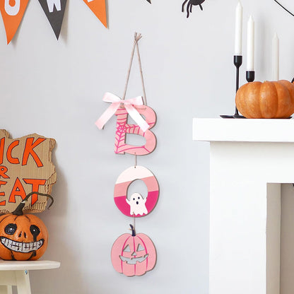 Halloween Door Decoration Pink Boo Wall Sign Large Size