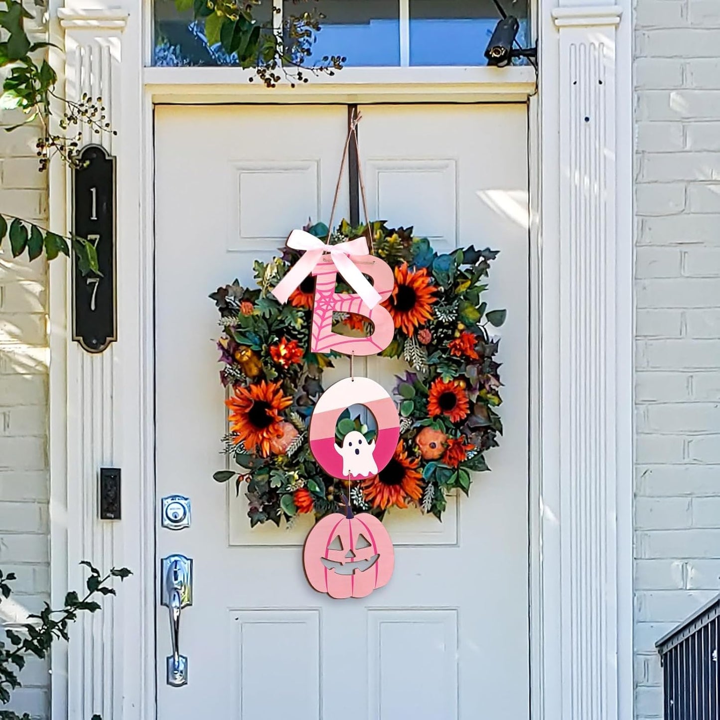 Halloween Door Decoration Pink Boo Wall Sign Large Size