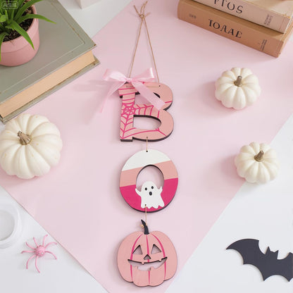 Halloween Door Decoration Pink Boo Wall Sign Large Size