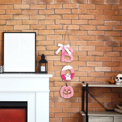 Halloween Door Decoration Pink Boo Wall Sign Large Size