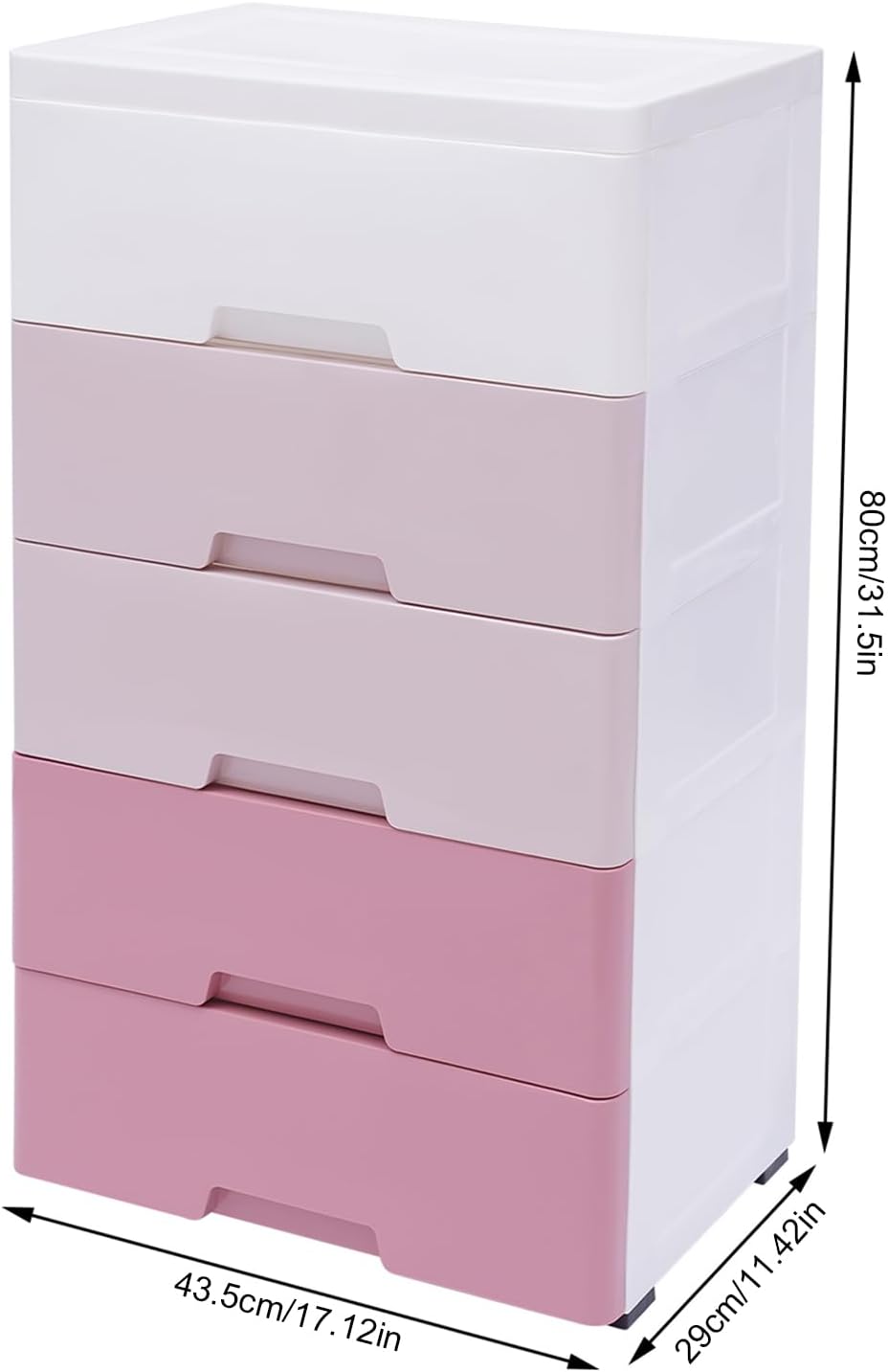 Vertical Dresser Storage Tower,Plastic Drawers Dresser,Storage Cabinet with 5 Drawers,Organizer Unit,Organizer for Bedroom (Gradient Pink 17.1 * 11.4 * 31.5in)