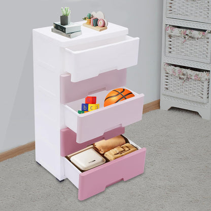 Vertical Dresser Storage Tower,Plastic Drawers Dresser,Storage Cabinet with 5 Drawers,Organizer Unit,Organizer for Bedroom (Gradient Pink 17.1 * 11.4 * 31.5in)