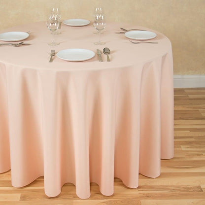 Linenlanding 108" Inch Round Polyester Tablecloths for Circular Table Cover for Wedding, Buffet Table, Parties, Holiday Dinner (1, Peach)
