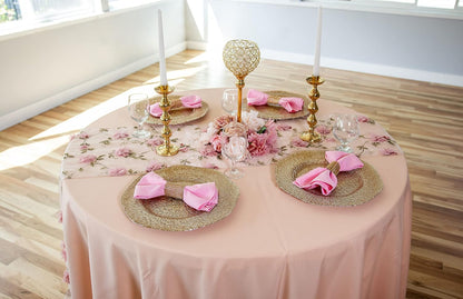 Linenlanding 108" Inch Round Polyester Tablecloths for Circular Table Cover for Wedding, Buffet Table, Parties, Holiday Dinner (1, Peach)