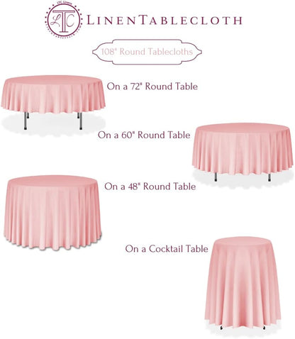 Linenlanding 108" Inch Round Polyester Tablecloths for Circular Table Cover for Wedding, Buffet Table, Parties, Holiday Dinner (1, Peach)