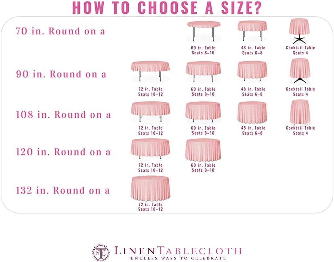 Linenlanding 108" Inch Round Polyester Tablecloths for Circular Table Cover for Wedding, Buffet Table, Parties, Holiday Dinner (1, Peach)