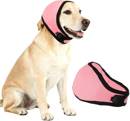 Dog Head Wrap, Cat Ear Wrap Ear Muffs Quiet Head Cover Sleeves Anxiety Ease Head Protection No Shake, (Pink, S), Intended for Pet Bath/Grooming/Swimming/Force Drying
