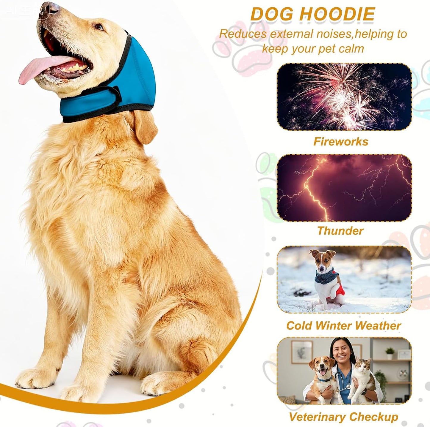 Dog Head Wrap, Cat Ear Wrap Ear Muffs Quiet Head Cover Sleeves Anxiety Ease Head Protection No Shake, (Pink, S), Intended for Pet Bath/Grooming/Swimming/Force Drying